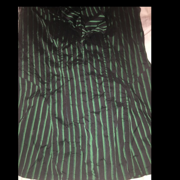 Express Green and Black stripe faux Button top - Picture 6 of 8